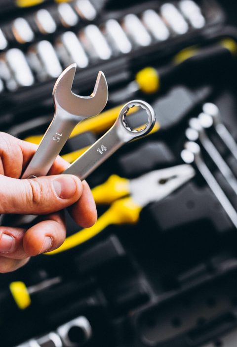 Set of tools in a tool kit isolated